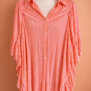 Fantastic Fawn Coral Pleated Blouse